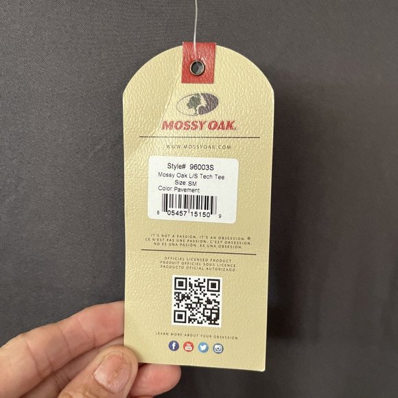 Mossy Oak Tech Tee Mens Sz Small NWT Gray Long Sleeves - Picture 2 of 8